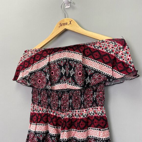 Charlotte Russe Off Shoulder Ruffle Boho Chic Summer Dress Size Small - Picture 4 of 9